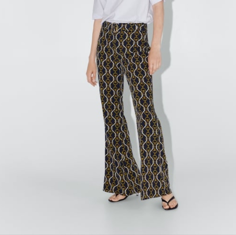 Zara Flared Chain Print Pants